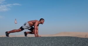 Man stretching for run